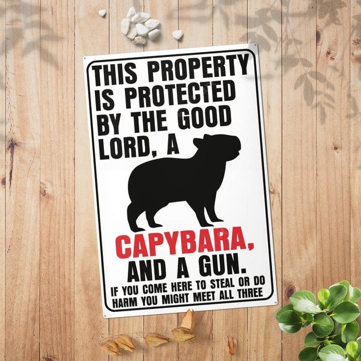 Capybara Metal Sign