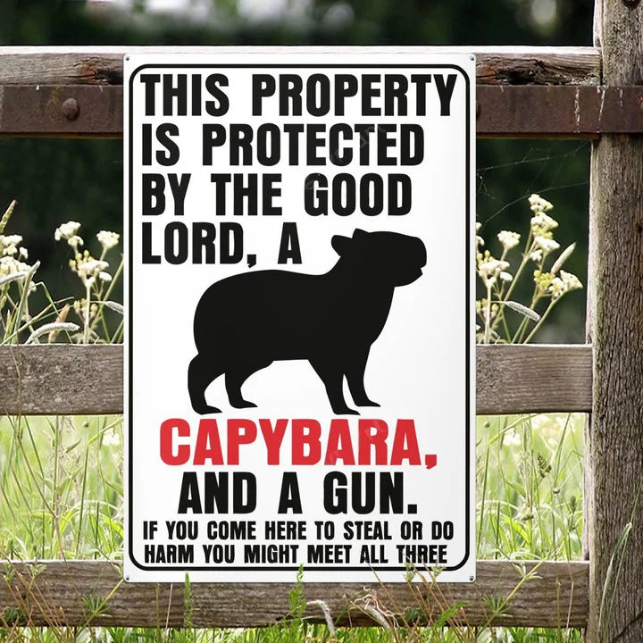 Capybara Metal Sign
