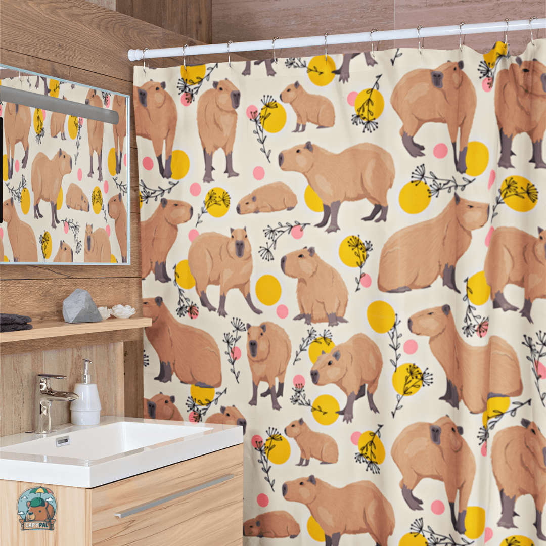 Floral Capybara - Shower Curtain