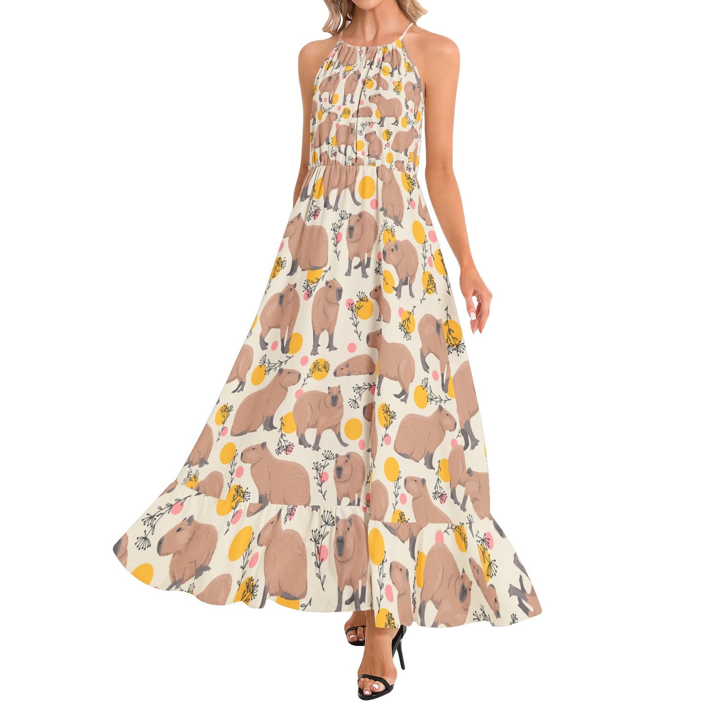 Floral Capy - Halter Neck Maxi Dress