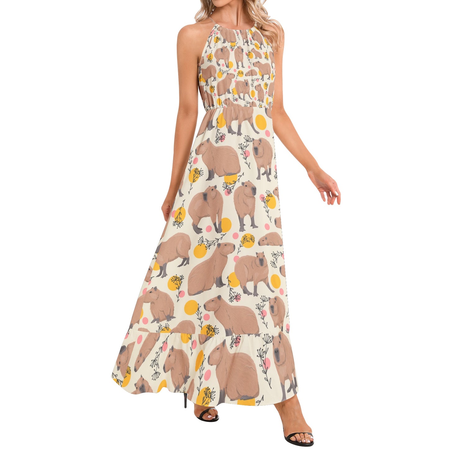 Floral Capy - Halter Neck Maxi Dress