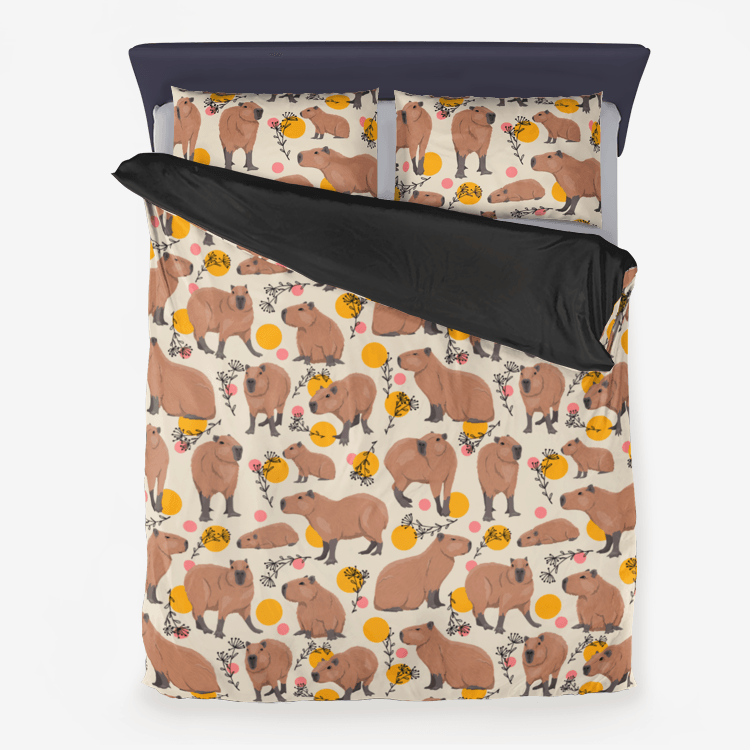 Limited Edition Floral Capybara Duvet Cover and Pillow Cases