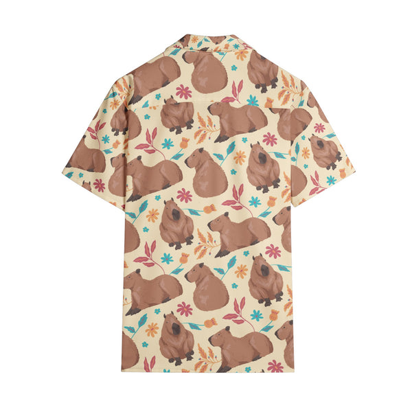 Capybara and Flower - Short Sleeve Shirts
