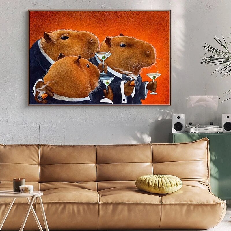 Capybara Club Canvas Painting