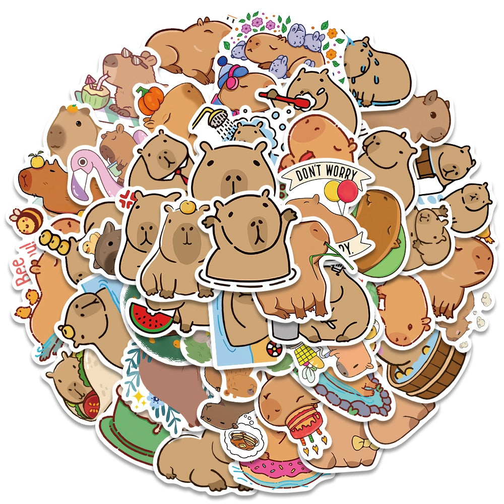 10/50PCS Capybara Cartoon Stickers