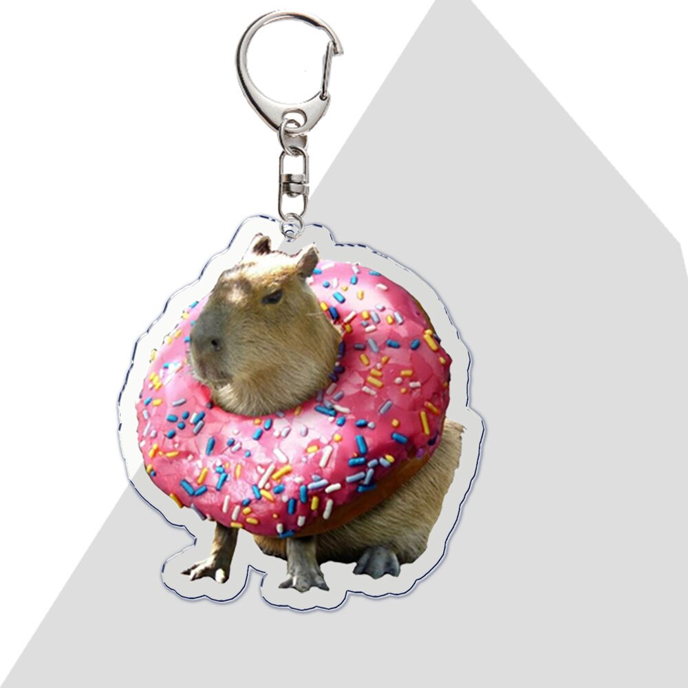 Capybara Keychain, Unimpressed Capybara Keychain, Cute Animal Keychain,  Rodent Lover Keychain, Weird Keychain, Original Keychain