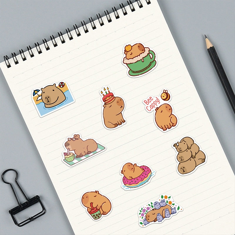 10/30/50PCS Cute Cartoon Capybara Sticker