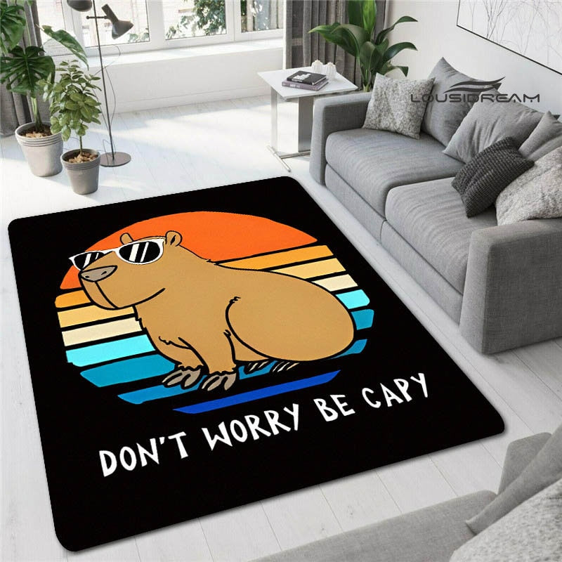 Kawaii Capybara Club Anime Rug - Room and Outdoor Decor