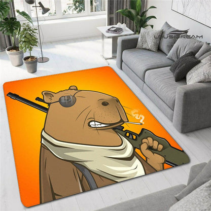 Kawaii Capybara Club Anime Rug - Room and Outdoor Decor