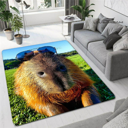 Kawaii Capybara Club Anime Rug - Room and Outdoor Decor