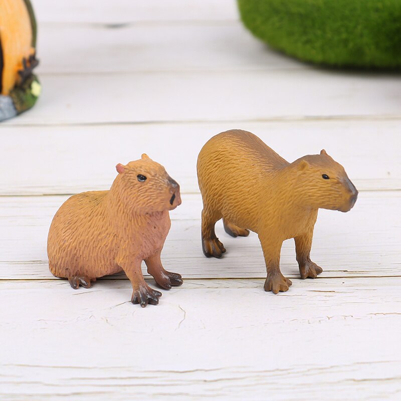 HATISS 4PCS Mini Capybara Figurines Statue Animal Figures Wild