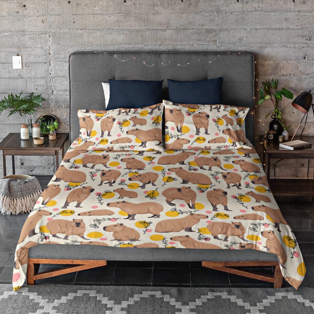 Limited Edition Floral Capybara Duvet Cover and Pillow Cases